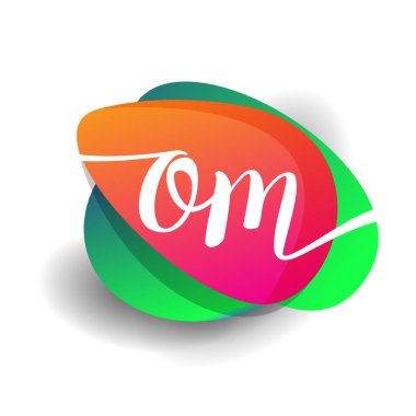 Renkli arka planlı OM logosu, yaratıcı endüstri, web, iş ve şirket için harf kombinasyonu tasarımı.