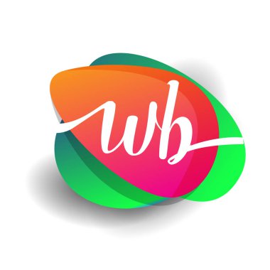 Renkli arka planlı WB logosu, yaratıcı endüstri, web, iş ve şirket için harf kombinasyonu tasarımı.