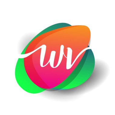 Renkli arka planlı WV logosu, yaratıcı endüstri, web, iş ve şirket için harf kombinasyonu tasarımı.