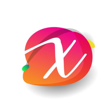 Renkli bir arka planı olan X harfi logosu, yaratıcı endüstri, web, iş ve şirket için harf kombinasyonu tasarımı.