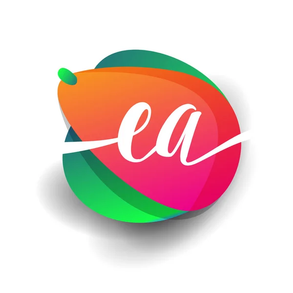 字母Ea标识 有彩色水花背景 字母组合标识设计 适用于创意行业 企业和公司 — 图库矢量图片