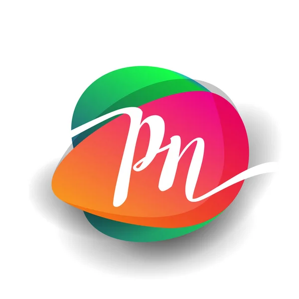 Renkli Arka Planlı Logosu Yaratıcı Endüstri Web Şirket Için Harf — Stok Vektör