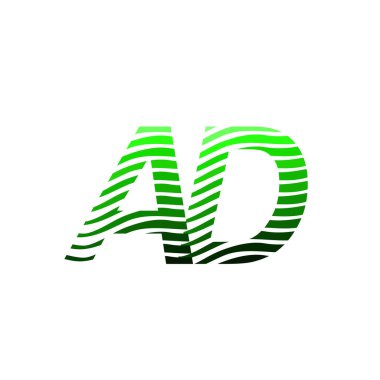 Renkli çemberli AD logosu, çizgili kompozisyon mektubu, şirket kimliği kartviziti, yaratıcı endüstri, web.