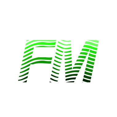 Renkli çemberli harf FM logosu, çizgili kompozisyon mektubu, şirket kimliği kartviziti, yaratıcı endüstri, web.