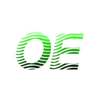 Renkli çemberli OE logosu, çizgili kompozisyon mektubu, şirket kimliği kartviziti, yaratıcı endüstri, web.