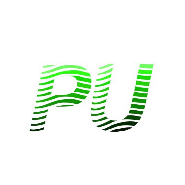 Renkli çemberli PU logosu, çizgili kompozisyon mektubu, şirket kimliği için kartvizit, yaratıcı endüstri, web.