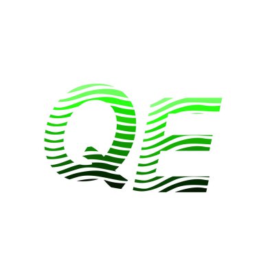 Renkli çemberli harf QE logotype, çizgili kompozisyon mektubu, şirket kimliği için kartvizit, yaratıcı endüstri, web.