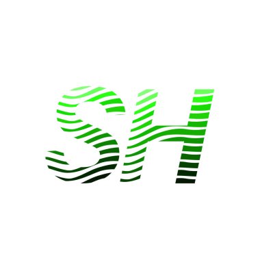 Renkli çemberli SH logoti, çizgili kompozisyon mektubu, şirket kimliği kartviziti, yaratıcı endüstri, web.