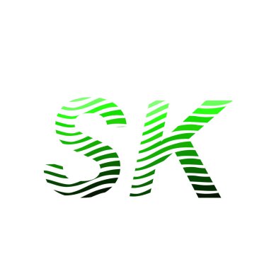 Renkli çemberli harf SK logotype, çizgili kompozisyon mektubu, şirket kimliği için kartvizit, yaratıcı endüstri, web.