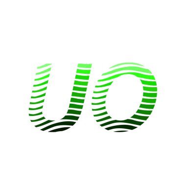 Renkli çemberli UO logosu, çizgili kompozisyon mektubu, şirket kimliği için kartvizit, yaratıcı endüstri, web.