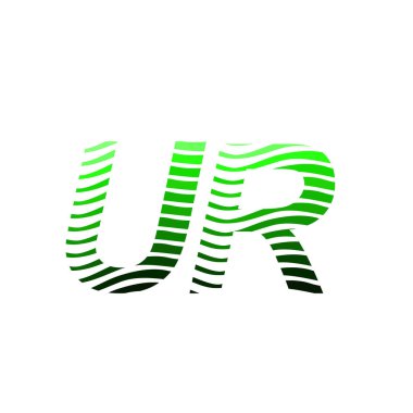 Renkli çemberli UR logotype, çizgili kompozisyon mektubu, şirket kimliği için kartvizit, yaratıcı endüstri, web.