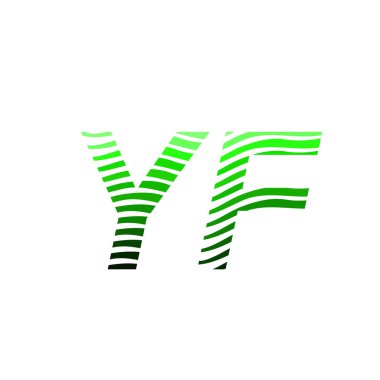 Renkli çemberli YF logosu, çizgili kompozisyon mektubu, şirket kimliği kartviziti, yaratıcı endüstri, web.
