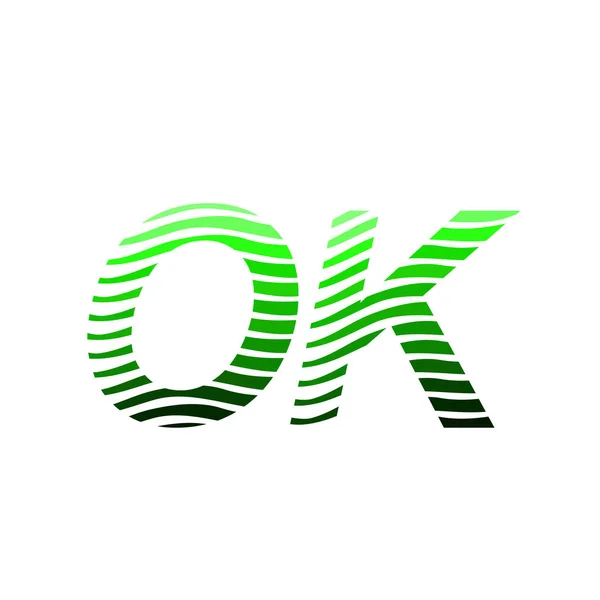 字母Ok标识类型 色彩斑斓 带有条纹的构图字母 用于公司身份的名片 创意产业 — 图库矢量图片
