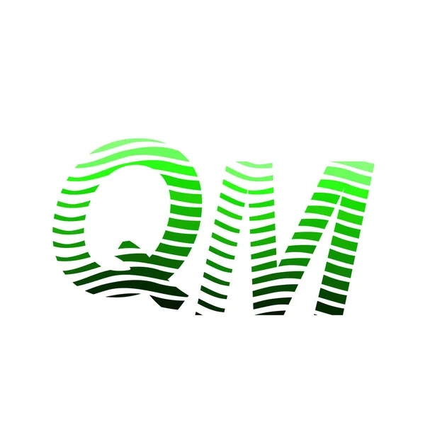 縞模様の組成の手紙 会社のアイデンティティのための名刺 クリエイティブ産業 ウェブとカラフルな円を持つ文字Qmロゴタイプ — ストックベクタ