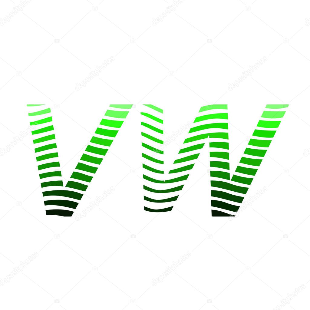 Letter VW logotype with colorful circle, with striped composition letter, business card for company identity, creative industry, web.