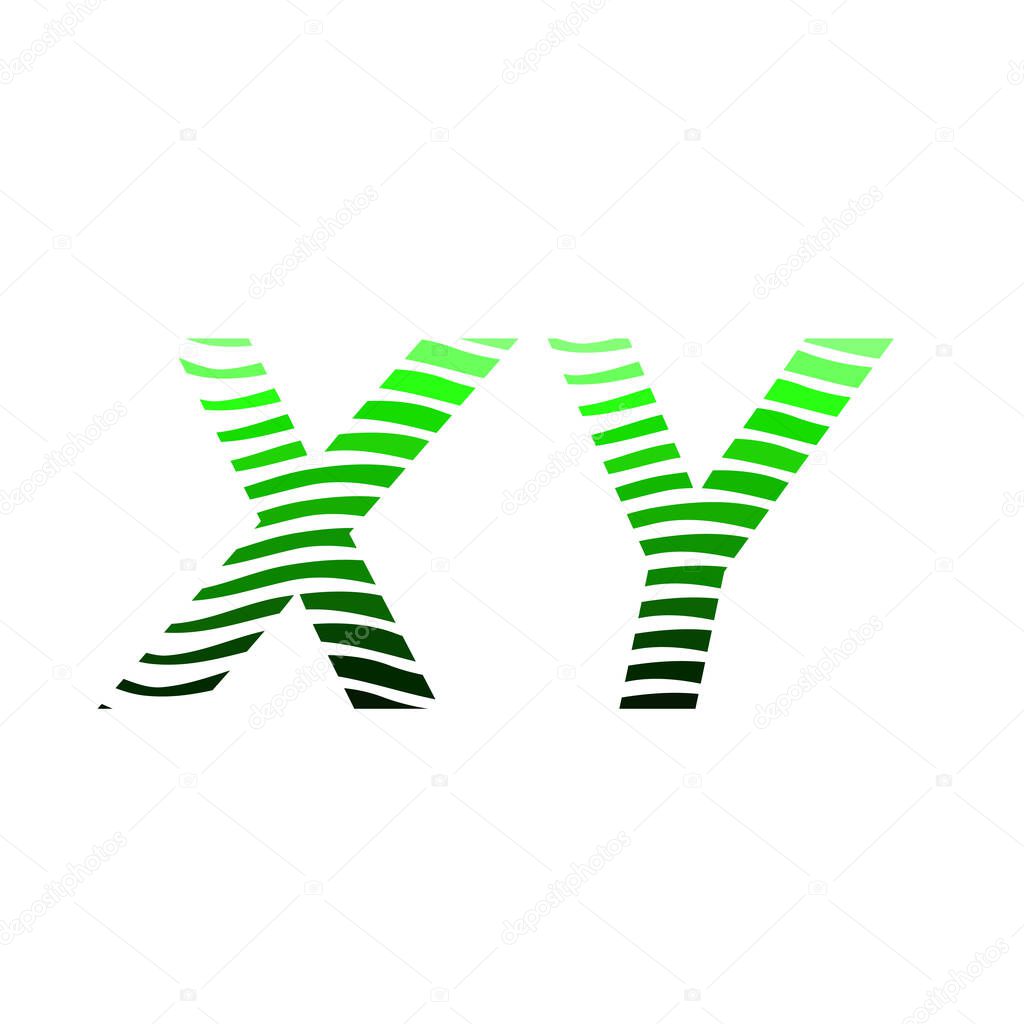 Letter XY logotype with colorful circle, with striped composition letter, business card for company identity, creative industry, web.