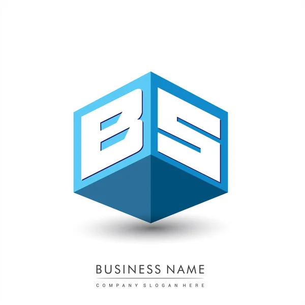 Letter Logo Zeshoekige Vorm Blauwe Achtergrond Kubus Logo Met Letterontwerp — Stockvector