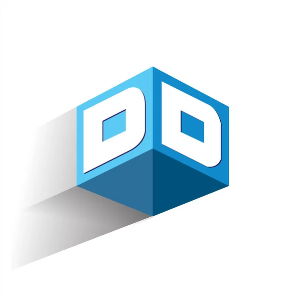 Letter Logo Hexagon Shape Blue Background Cube Logo Letter Design — Stock Vector