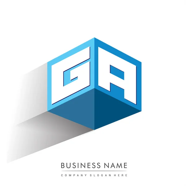 Letter Logo Zeshoekige Vorm Blauwe Achtergrond Kubus Logo Met Letterontwerp — Stockvector