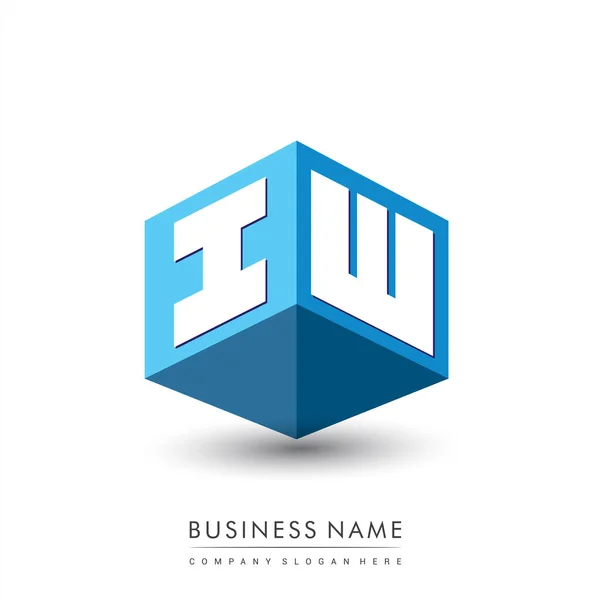 Letter Logo Zeshoekige Vorm Blauwe Achtergrond Kubus Logo Met Letterontwerp — Stockvector