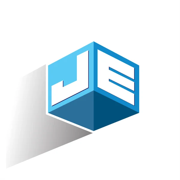 Logo Kształcie Sześciokąta Niebieskim Tle Logo Sześcianu Literą Określającą Tożsamość — Wektor stockowy