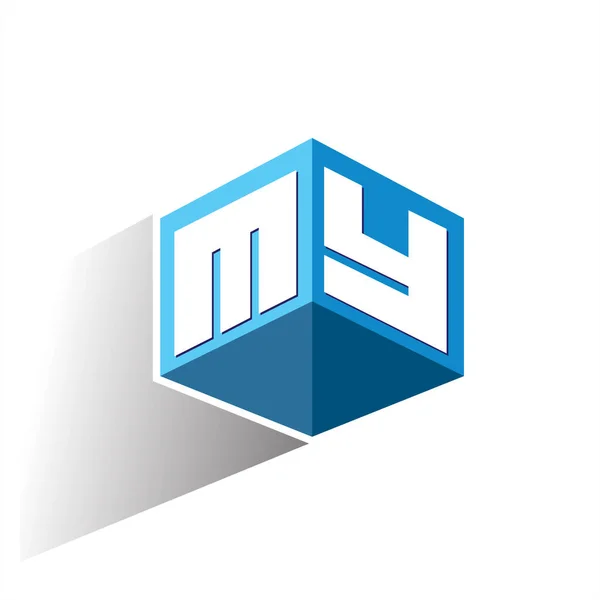 Buchstabe Logo Sechseckform Und Blauem Hintergrund Würfel Logo Mit Buchstabendesign — Stockvektor