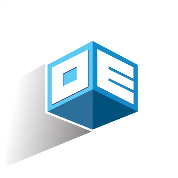 Písmeno Logo Šestiúhelníkovém Tvaru Modrém Pozadí Krychlové Logo Motivem Písmene — Stockový vektor
