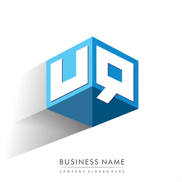 Buchstabe Logo Sechseckform Und Blauem Hintergrund Würfellogo Mit Buchstabendesign Für — Stockvektor