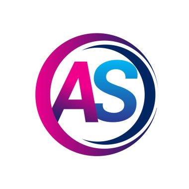 İlk harf AS şirketi mavi ve morumsu renkte daire ve desenli. İş ve şirket kimliği için vektör logosu.