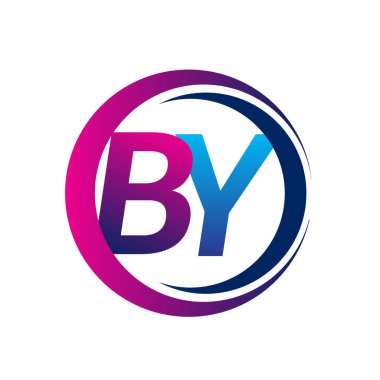 İlk harf logosu mavi ve morumsu renkte. Daire ve desenli. İş ve şirket kimliği için vektör logosu.