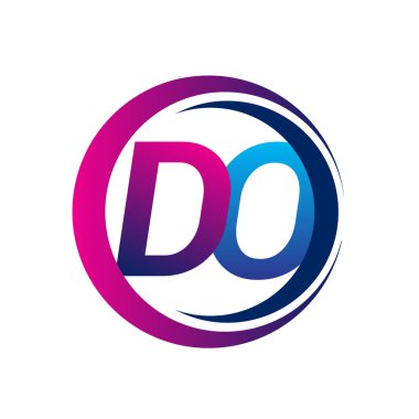 İlk harf Do firmasının daire ve desenli mavi ve morumsu rengi. İş ve şirket kimliği için vektör logosu.