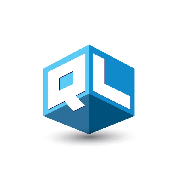 Logotipo Carta Forma Hexágono Fundo Azul Logotipo Cubo Com Design — Vetor de Stock