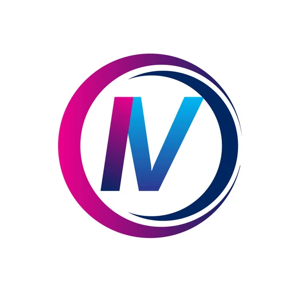 Logotipo Letra Inicial Nome Empresa Azul Magenta Cor Círculo Design —  Vetores de Stock