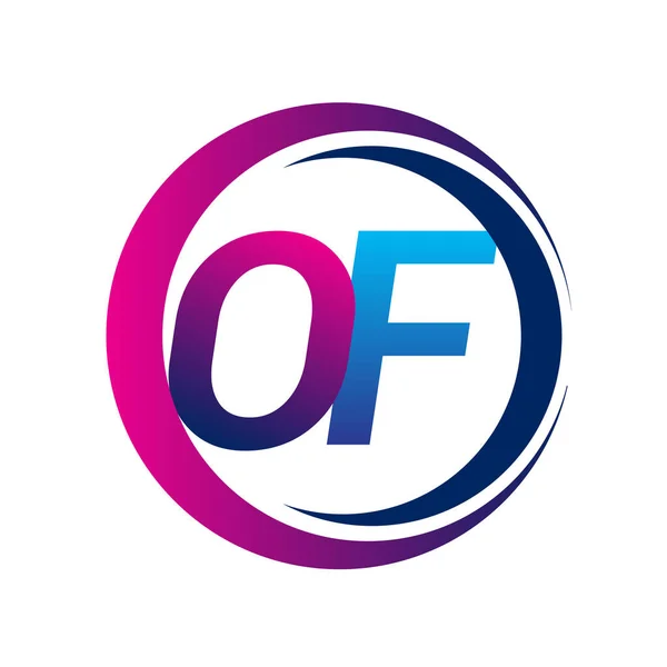 Ursprunglig Bokstav Logotyp Företagets Namn Blå Och Magenta Färg Cirkel — Stock vektor