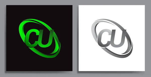 Buchstabe Logo Design Für Den Firmennamen Farbigen Grünen Swoosh Und — Stockvektor