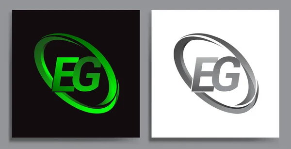 Буквенно Логотипный Дизайн Названия Компании Окрашен Зеленый Серый Цвета Векторный — стоковый вектор