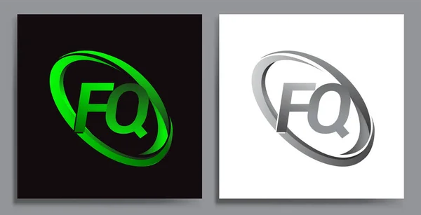 Letter Logotype Ontwerp Voor Bedrijfsnaam Gekleurd Groen Swoosh Grijs Vectorset — Stockvector