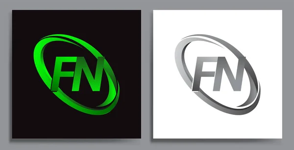 Carta Projeto Logotipo Para Nome Empresa Colorido Verde Swoosh Cinza —  Vetores de Stock