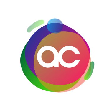 Renkli arkaplanı olan AC logosu, yaratıcı endüstri, web, iş ve şirket için harf kombinasyonu tasarımı.