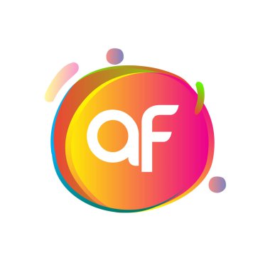 Renkli arka planı olan AF logosu, yaratıcı endüstri, web, iş ve şirket için harf kombinasyonu tasarımı.