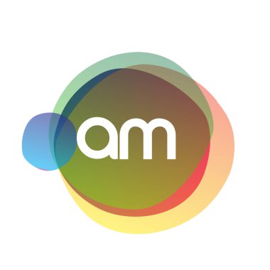 Renkli arka planı olan AM harfi logosu, yaratıcı endüstri, web, iş ve şirket için harf kombinasyonu tasarımı.
