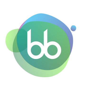 Renkli sıçrama arkaplanı olan BB logosu, yaratıcı endüstri, web, iş ve şirket için harf kombinasyonu tasarımı.