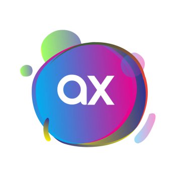 Renkli arka planı olan AX logosu, yaratıcı endüstri, web, iş ve şirket için harf kombinasyonu tasarımı.