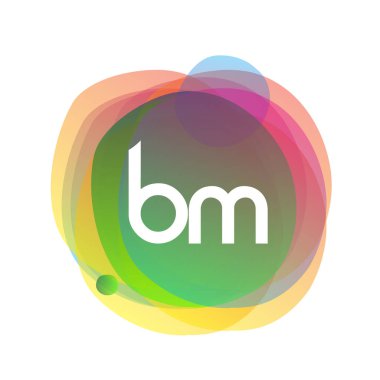 BM harfi logosu renkli sıçrama arkaplanı, yaratıcı endüstri, web, iş ve şirket için harf kombinasyonu tasarımı.