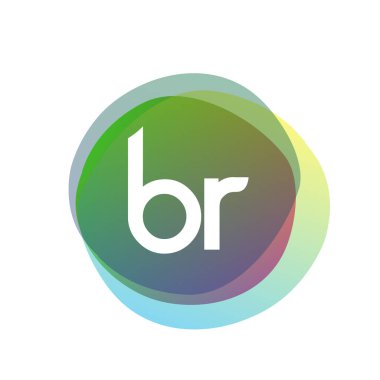 Renkli arkaplanı olan BR logosu, yaratıcı endüstri, web, iş ve şirket için harf kombinasyonu tasarımı.