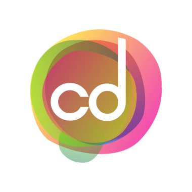 Renkli sıçrama arkaplanı olan CD logosu, yaratıcı endüstri, web, iş ve şirket için harf birleşimi logosu tasarımı.