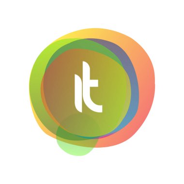 Renkli sıçrayan arka planlı Letter IT logosu, yaratıcı endüstri, web, iş ve şirket için harf kombinasyonu tasarımı.