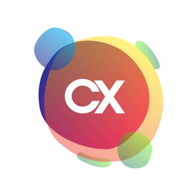 Renkli arkaplanı olan CX logosu, yaratıcı endüstri, web, iş ve şirket için harf kombinasyonu tasarımı.