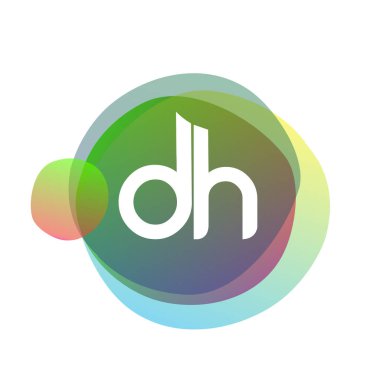 Renkli arkaplanı olan DH logosu, yaratıcı endüstri, web, iş ve şirket için harf kombinasyonu tasarımı.