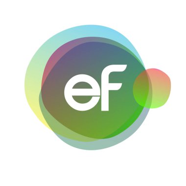 Renkli arka planı olan EF logosu, yaratıcı endüstri, web, iş ve şirket için harf kombinasyonu tasarımı.
